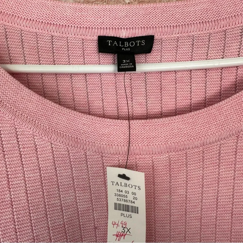 Talbots Knit Sweater Button Detail NEW Women’s Plus 3X Pink - Picture 7 of 11